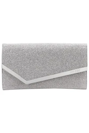 Jimmy Choo Ausgeh-Clutch Emmie aus silberfarben paillettiertem Leder