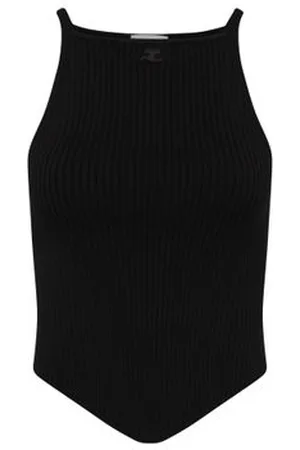 Courrèges Rippstrick-Tanktop mit spitzem Saum Signature