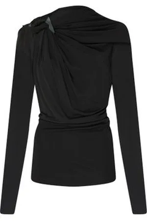 Victoria Beckham Langärmeliges drapiertes Jersey-Top