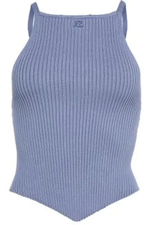 Courrèges Rippstrick-Tanktop mit spitzem Saum Signature