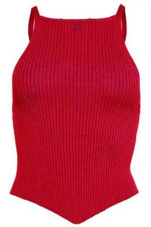 Courrèges Rippstrick-Tanktop mit spitzem Saum Signature