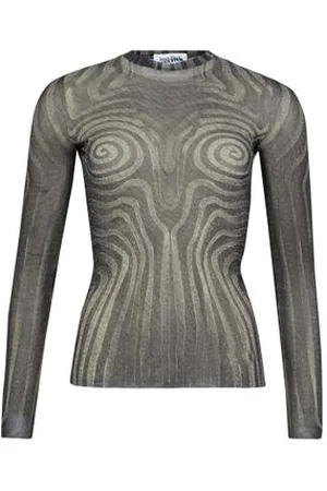 Jean Paul Gaultier Langärmeliges Mesh-Top mit Print Spiral