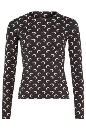 Marine Serre Second Skin Rundhals-Top aus bedrucktem Jersey Moon