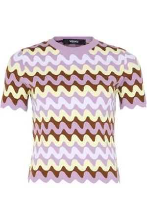VERSACE Kompakter Pullover aus Stretch-Viskose mit Wellenmuster