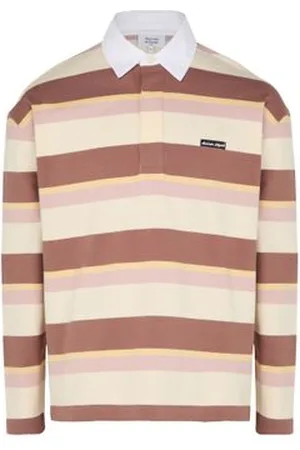 Maison Kitsuné Gestreiftes Oversize-Poloshirt mit langen Ärmeln