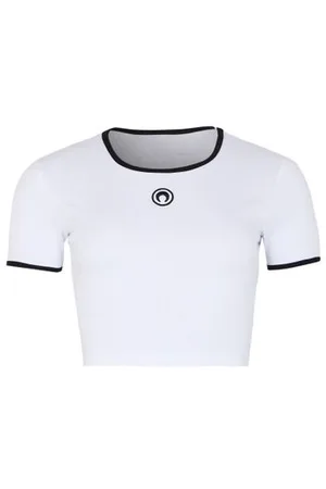 Marine Serre Crop-Top mit Moon-Logo