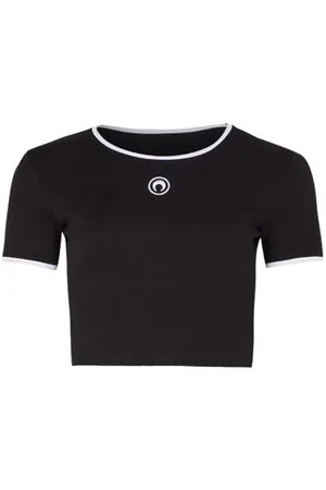 Marine Serre Crop-Top mit Moon-Logo