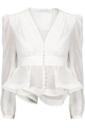ZIMMERMANN Perlenbluse Dawning mit V-Ausschnitt