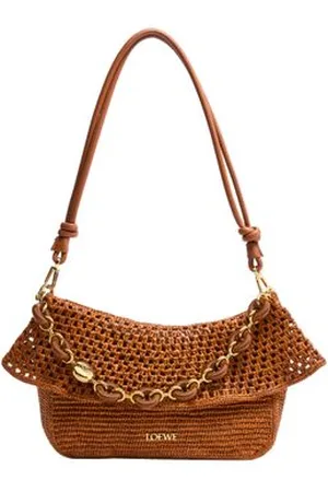 Loewe Mittelgroße Ola Hobo aus Raffia und Kalbsleder