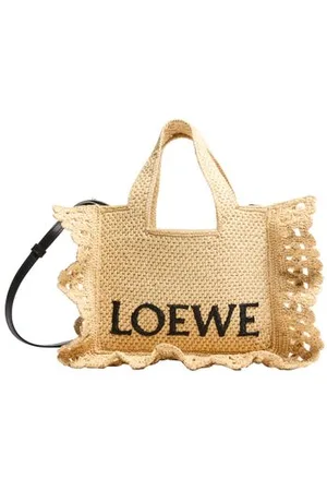 Loewe Kleine Tote Bag Font Ruffles aus Raffia