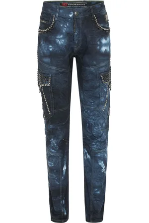 Cipo & Baxx Jeans mit Batik-Muster und funkelnde Nieten