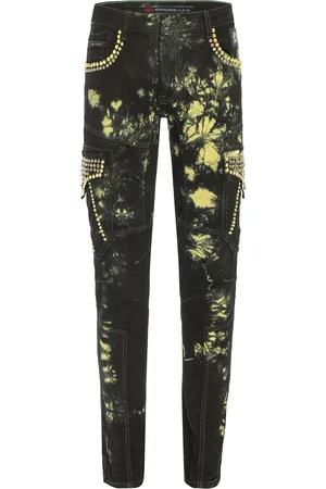 Cipo & Baxx Jeans mit Batik-Muster und funkelnde Nieten