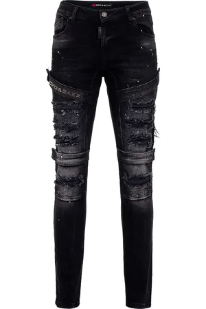 Cipo & Baxx Jeans mit Stickereien am Bein