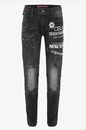 Cipo & Baxx Jeans mit dezenten Nieten und farblich abgesetzte Prints