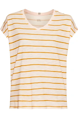 Camel Active T-Shirt mit V-Ausschnitt und Streifenmuster