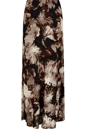 Apricot Painterly Floral Slip Maxi Skirt 