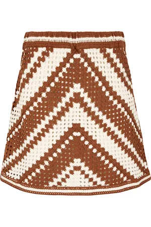 Apricot Chevron Crochet Mini Skirt 