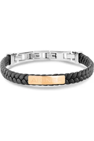 Aigner Leder Armband mit Logo-Plakette