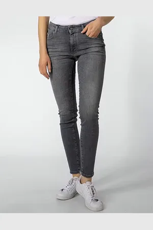 Alberto Damen Jeans Baumwolle unifarben