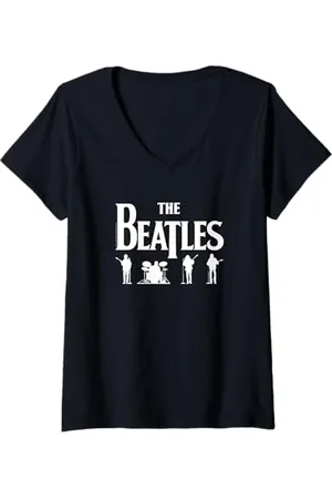 The Beatles Damen Let It Be Light Silhouetten T-Shirt mit V-Ausschnitt