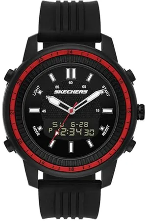 Skechers Herrenuhr Wilkie, AnaDigi Uhrwerk, 50mm Schwarzes Polycarbonat Gehäuse mit Silikonarmband, SR5154