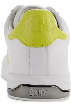 DKNY Damen Abeni Sneaker, White/Fluorescent Yellow, 38 EU