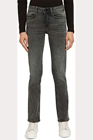 TOM TAILOR Damen 1029400 Alexa Straight Jeans, 10263-Black Stone Wash Denim, 28W / 32L