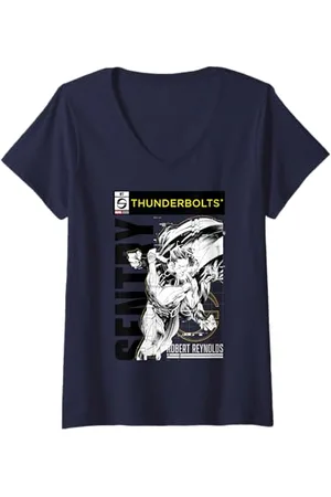 Marvel Damen Studios Thunderbolts Sentry B&W Comic Cover #7 T-Shirt mit V-Ausschnitt