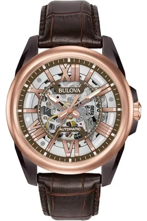 BULOVA Herren Analog Automatik Uhr mit Leder Armband 98A165