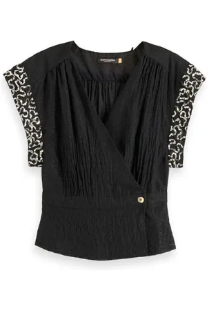 Scotch&Soda Wrap Top with Sequin Sleeve Detail