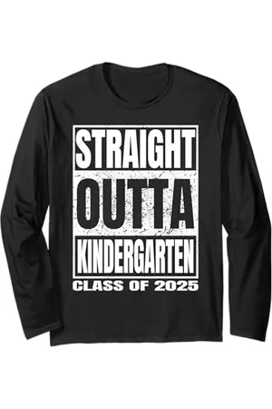 Straight Outta School Graduate Funny Gift Shirts Straight Outta Kindergarten Graduation Class Of 2025 Gifts Langarmshirt