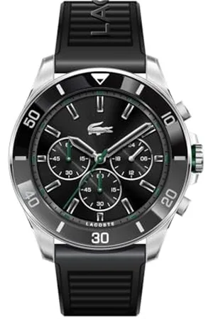 Lacoste Chronograph Quarz Uhr für Herren Kollektion TIEBREAKER mit Schwarzes Silikonarmband - 2011152
