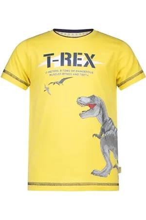 Salt & Pepper BY KIDS PARK Jungen großem T-Rex Druckmotiv T-Shirt, Yellow, 128/134 cm