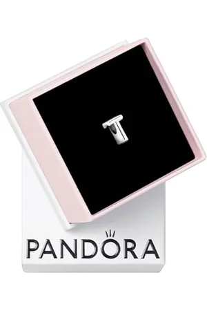PANDORA Moments Buchstabe T - wendbares Alphabet-Charm aus Sterling- mit geprägten Herzen und Perlen an der Rückseite - kompatibel mit Armbändern Moments Kollektion