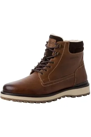 QS by s.Oliver Herren Stiefel zum Schnüren aus Leder Gefüttert, Braun , 45 EU