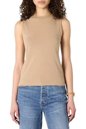 Amazon Damen Layering Tank-Oberteil Mit Bateau-Ausschnitt Aus Rippstrick, Schmale Passform, , L