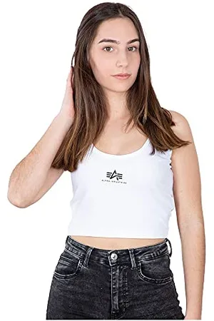 Alpha Industries Damen Basic Crop SL Wmn Tank Top T-Shirt, White, S