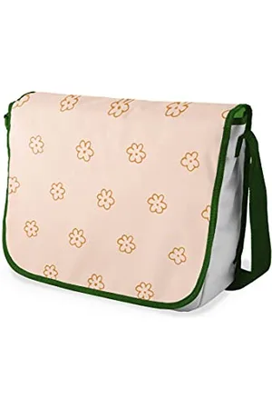 Bonamaison Le Jardin du Lin Digital Bedruckte Messenger Schultaschen mit Khaki Riemen für Mädchen und Jungen, Zurück zur Schule, Kuriertaschen für Schüler, Umhängetaschen, Größe: 29x36 Cm
