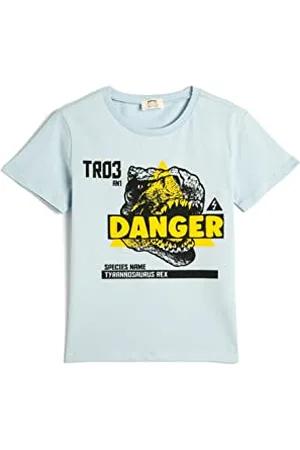 Koton Boys T-Shirt Dinosaur Printed Short Sleeve Crew Neck Cotton