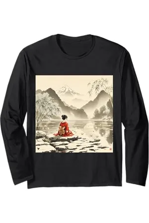 Steampunk Cool Vintage Creations Fantasy Lake Blumen Mädchen Langarmshirt