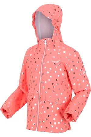 Regatta Belladonna Wasserdichte, bedruckte Kapuzenjacke für Kinder. Mit DWR- und Hydrafort-Stoffen. Zum Spazieren und Wandern geeignet.