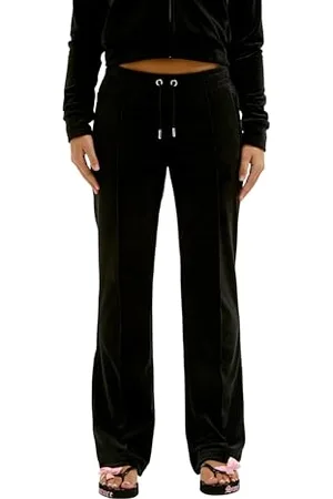 Juicy Couture Damen Tina Track Pants samtige Sweathose Trainingshose mit Kordelzug Jogger für Sport Freizeit Fitness in versch. Farben Lässige Hose, Black, M