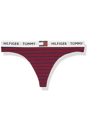 Damen Höschen mit Spitze Tommy Hilfiger Thong 3-pack Mehrfarbig -  Dunkelgrün, Pink, Rot