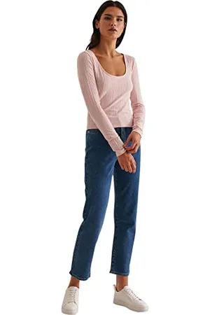 NA-KD Damen Ribbed Round Neck Top Trägershirt/Cami Shirt, , XS