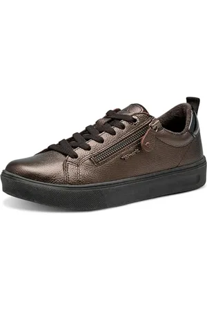 Tamaris COMFORT Damen Sneaker flach mit Reißverschluss Freizeit, Braun , 38 EU