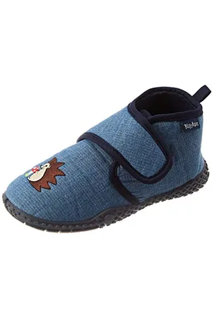 Playshoes Kinder Hausschuhe mit praktischem Klettverschluss, niedliche Hüttenschuhe für Mädchen und Jungen, mit -Motiv