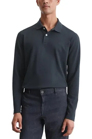 Marc O’ Polo Marc OߴPolo Herren Langarm-Poloshirt aus Bio-Baumwolle Regular Fit, (Dark Navy), XS