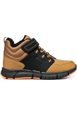 Geox J Flexyper Boy B Abx Ankle Boot, Black/DK Yellow, 38 EU