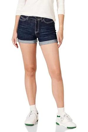 Amazon Damen Jeansshorts In Schmaler Passform Mit Mittelhohem Bund, 10 cm, , 48
