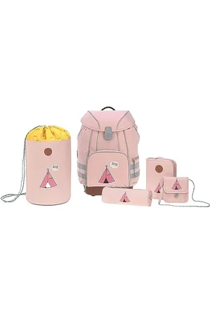 LÄSSIG Schulranzen Set mit Sporttasche, Federmäppchen, Stiftemäppchen, Turnbeutel und Brustbeutel ab 6 Jahre/School Bag Set Adventure Tipi, 40 cm
